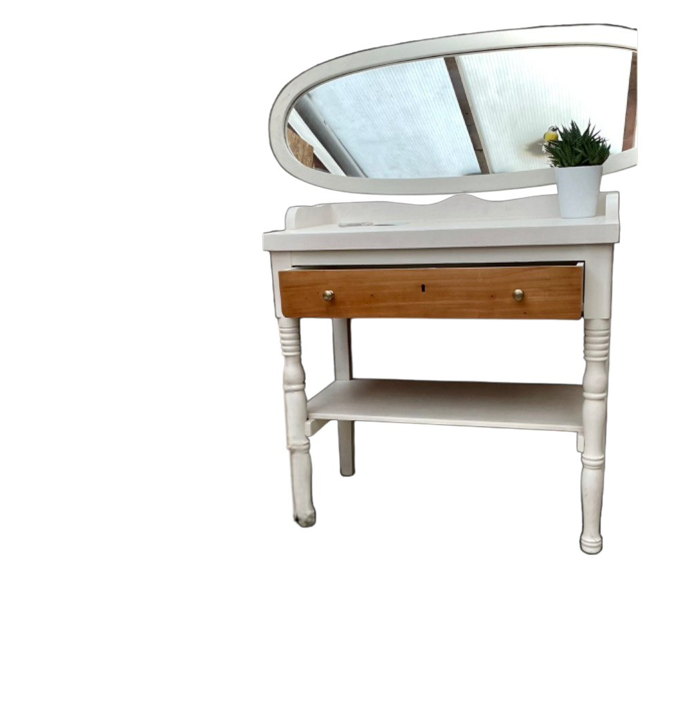 Commode vintage en bois blanc un tiroir