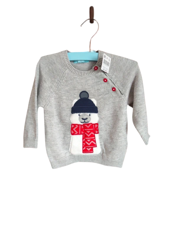 Pull gris avec motif ours Obaibi 6 mois