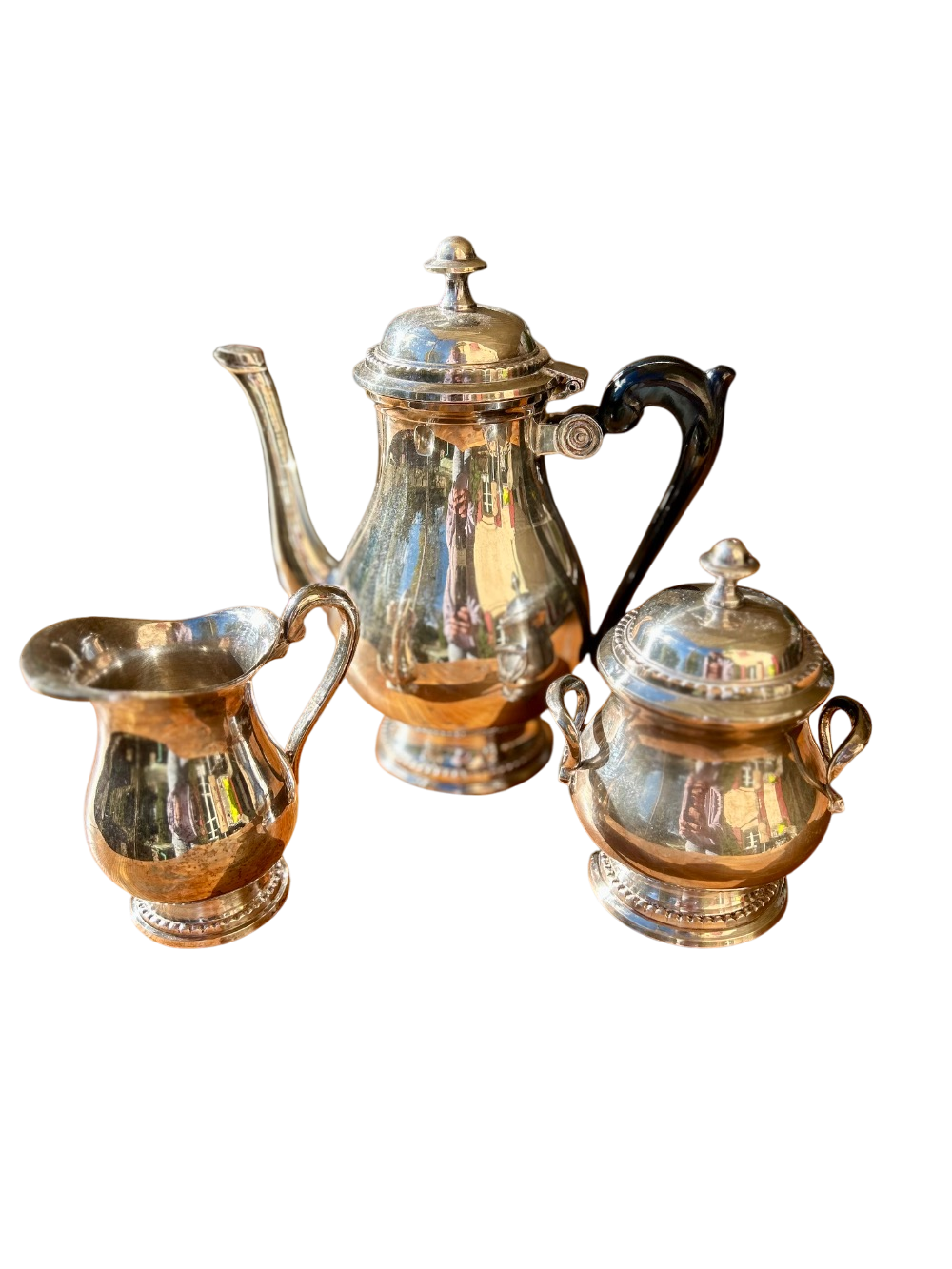 Service a cafe en métal argenté