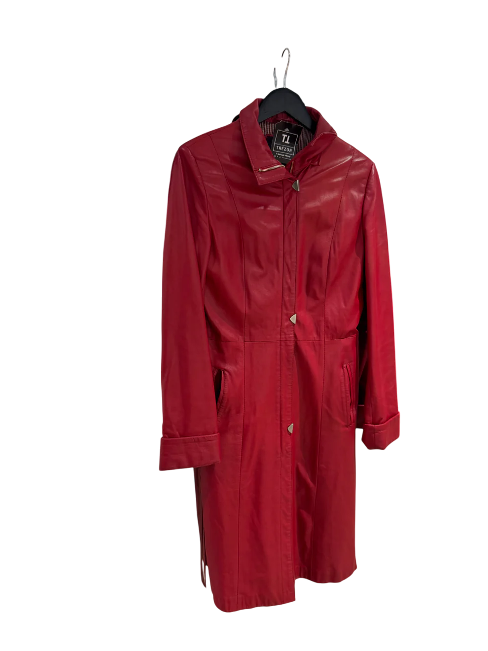 Trench en cuir rouge M