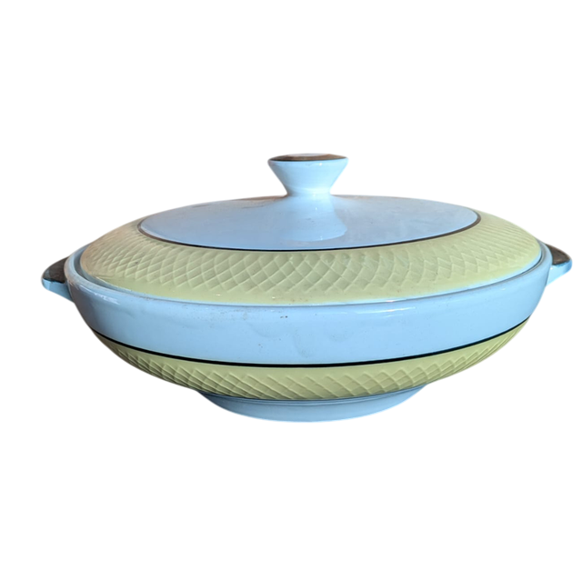 soupière jaune et blanche manufacture moulin des loups