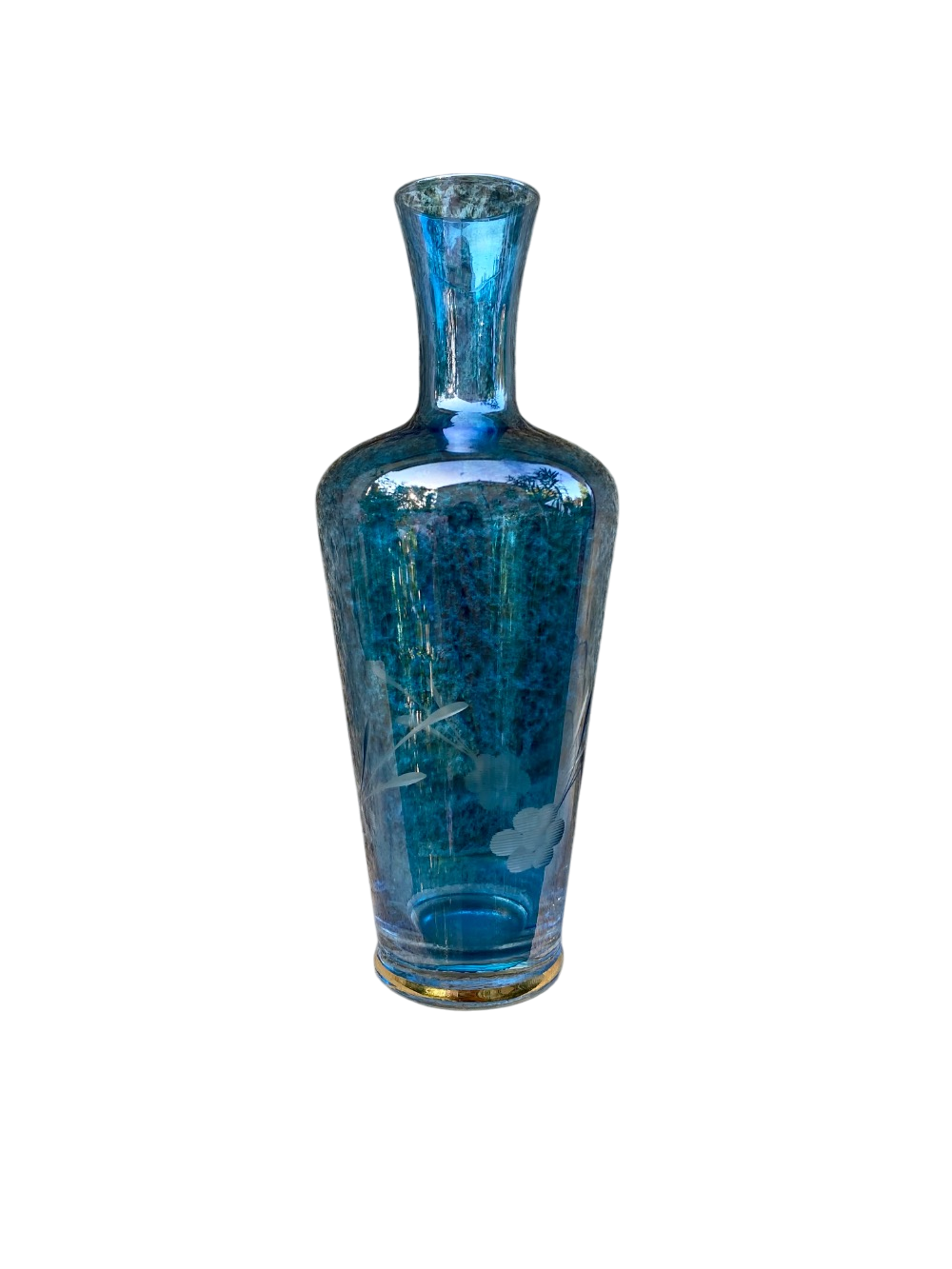 Vase en verre bleu décoratif