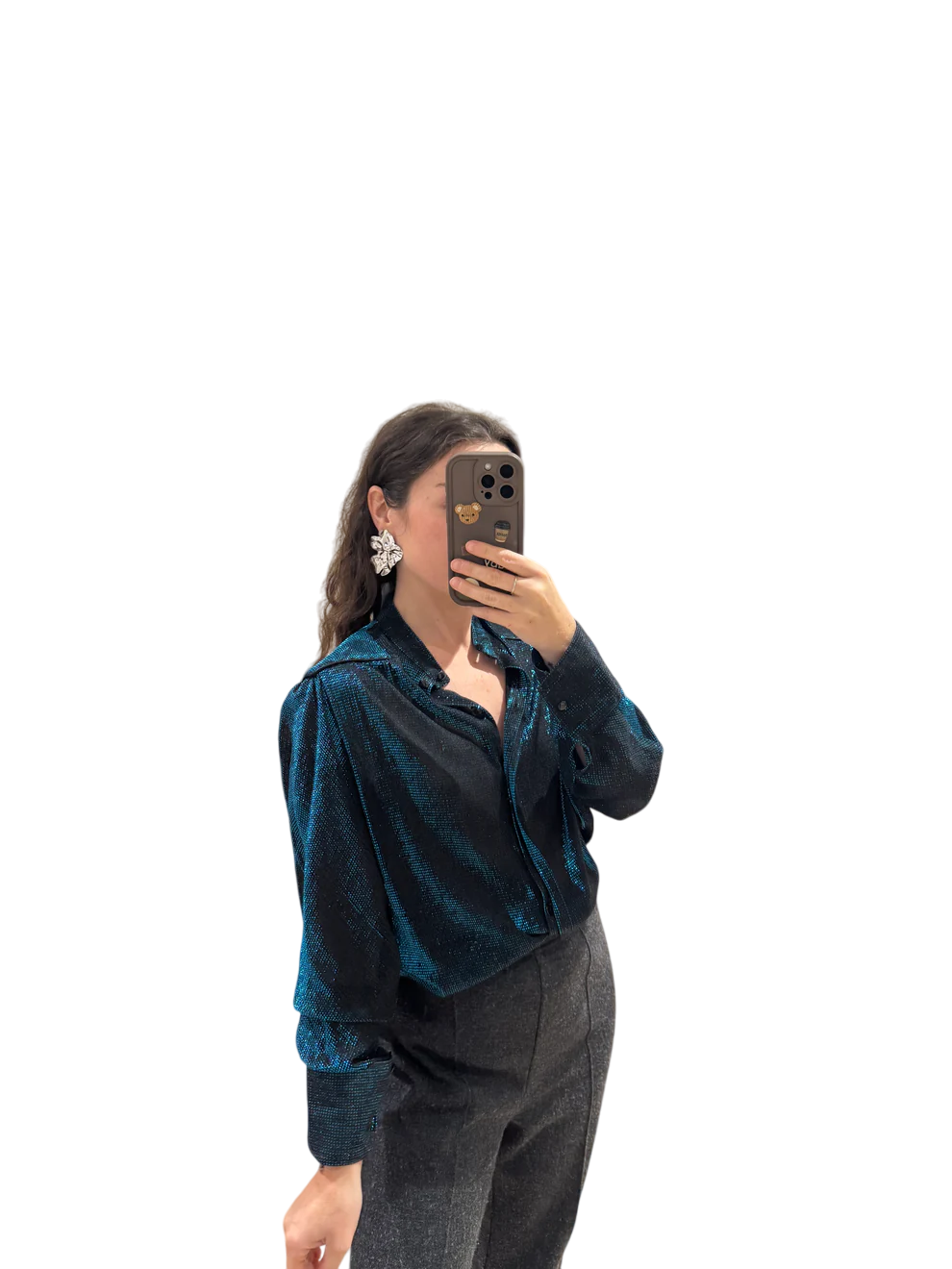 Chemise turquoise pailletée M