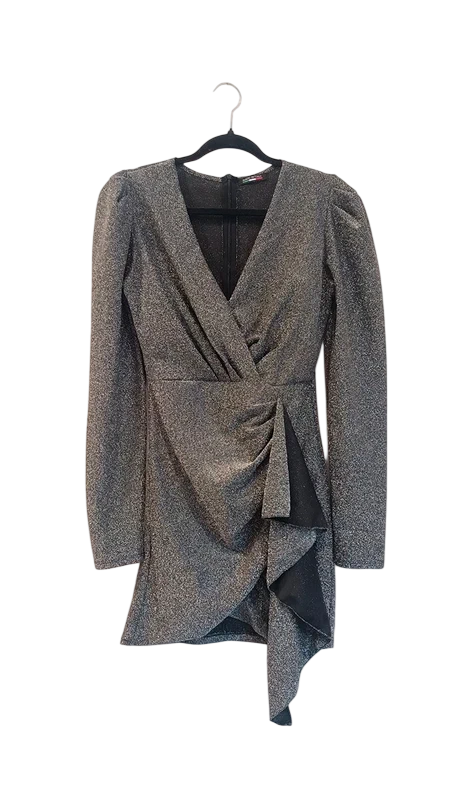 Robe argentée Made in Italy courte en lurex S