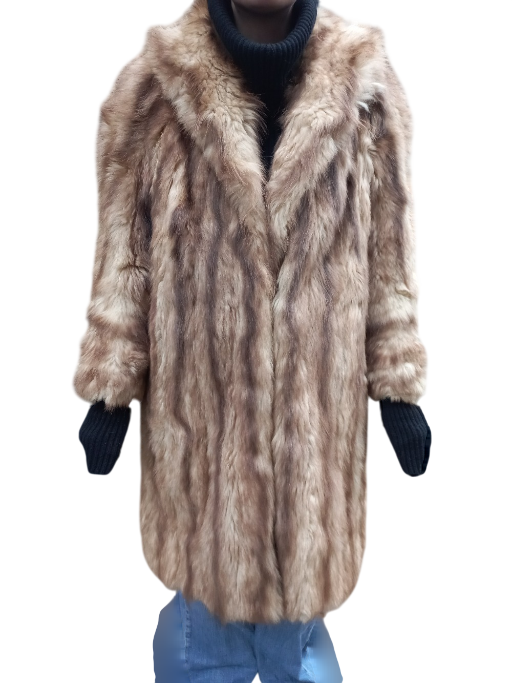 Manteau en vraie fourrure marron