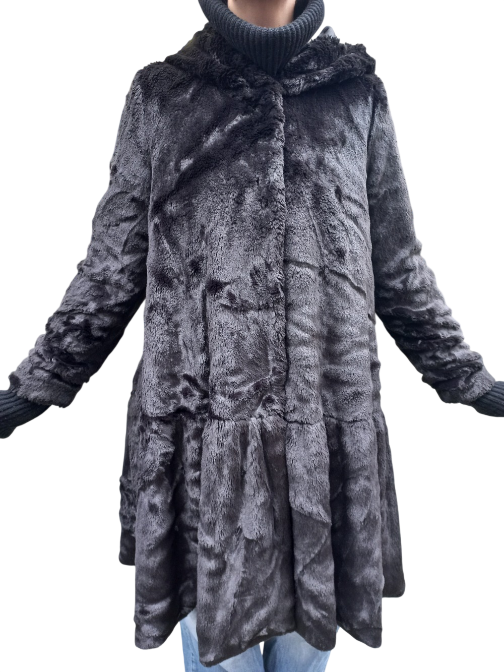 Manteau en fourrure véritable noire M