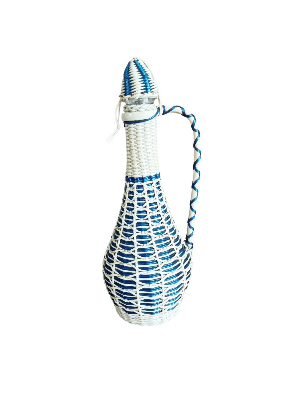 Bouteille scoubidou bleu et blanc