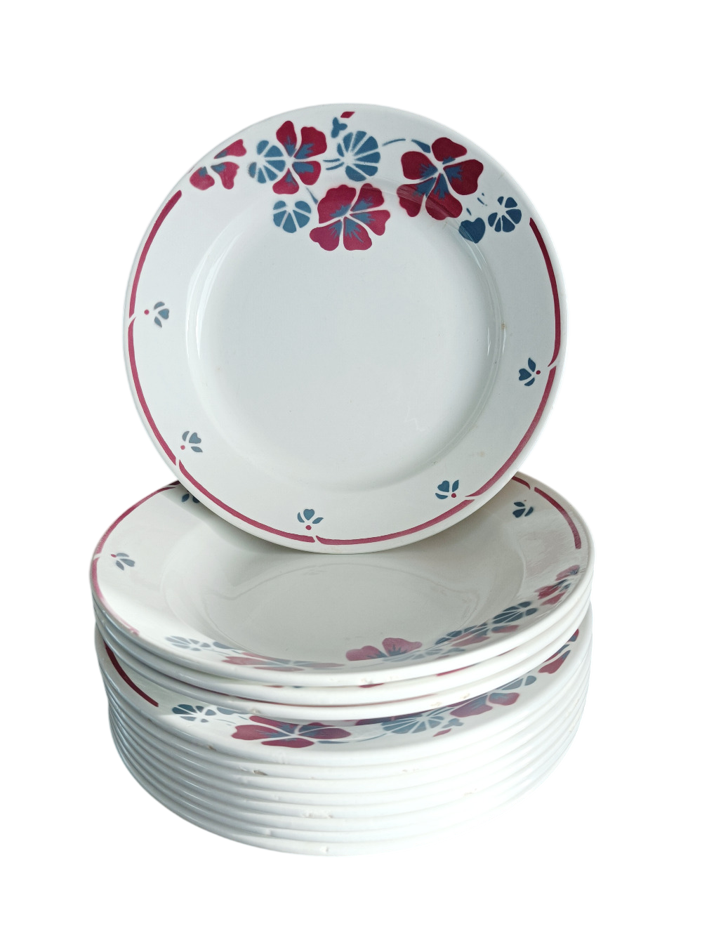 Lot de 12 assiettes Salins, Nelly rouge