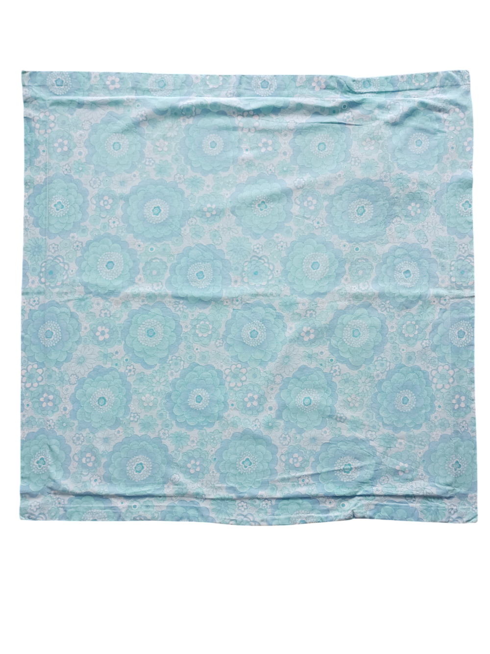 Taie d'oreiller à fleurs bleues, années 70