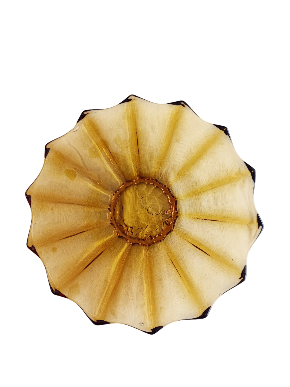 Coupe à fruits en verre ambré