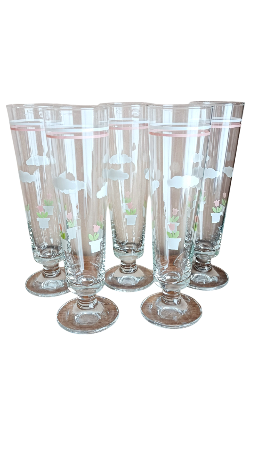 Lot de 5 coupes à champagne fleuries