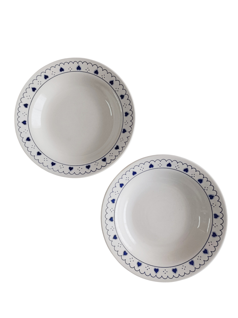 Lot de 2 assiettes creuses coeur bleu Oxford Brazil