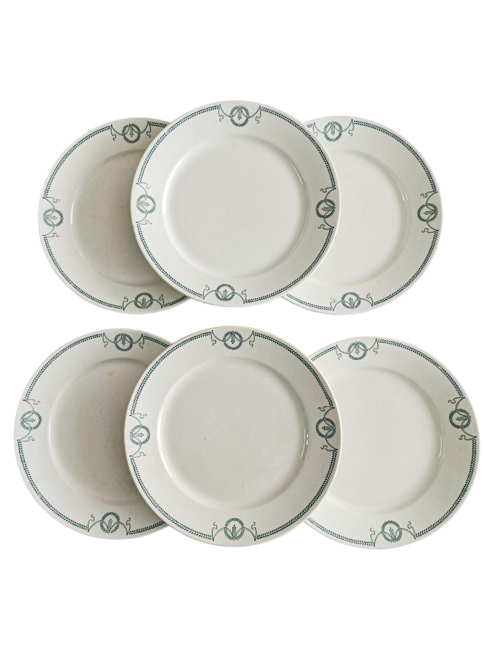 Lot de 6 assiettes plates terre de fer Petrus regout, Empire